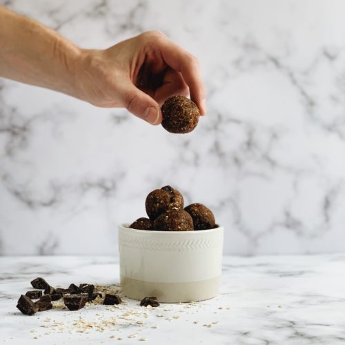 Chocolate Chip Cookie Dough Energy Bites by Jessica Eats Real Food