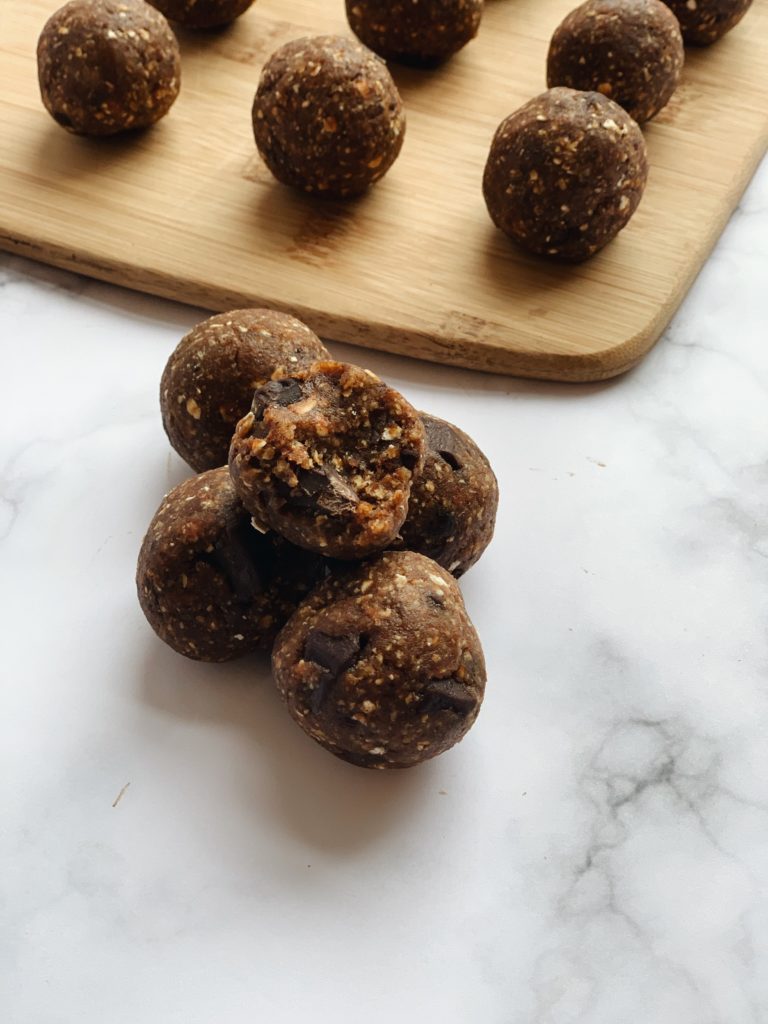 Chocolate Chip Cookie Dough Energy Bites by Jessica Eats Real Food