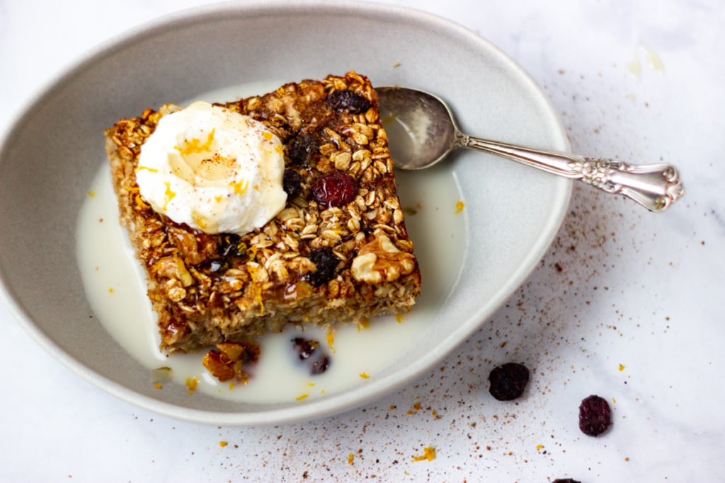 Dairy-Free Spiced Cranberry Baked Oatmeal